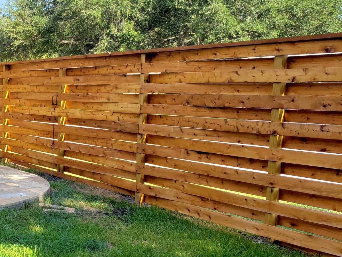 Cinco Ranch TX basketweave style wood fence