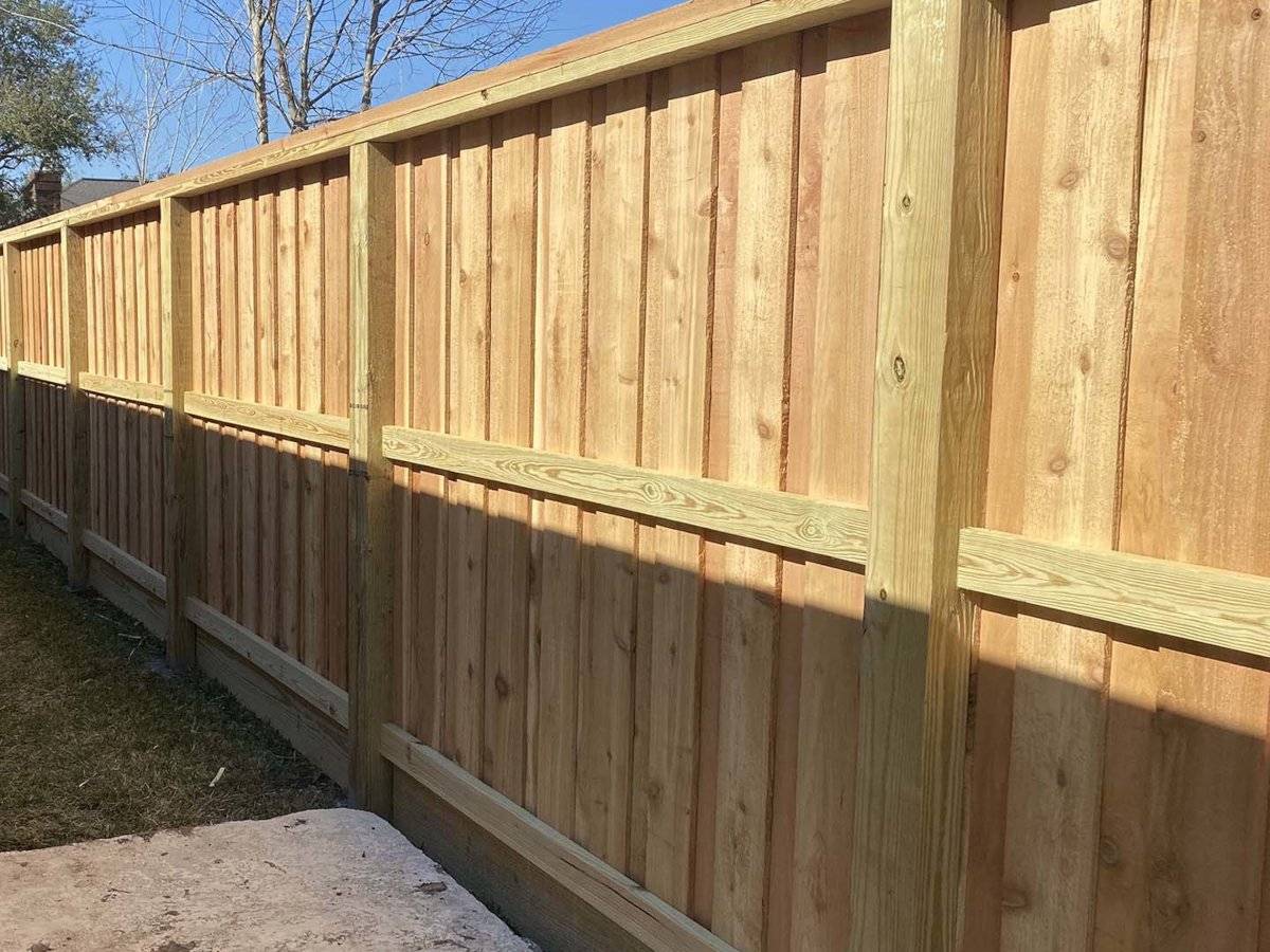 Cypress TX board on board style wood fence